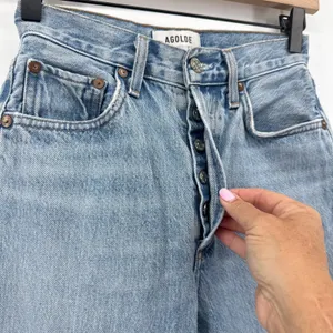 AGOLDE Riley High Rise Straight Crop Jeans Light‎ Wash Distressed 23 A056B-811 thumbnail 4