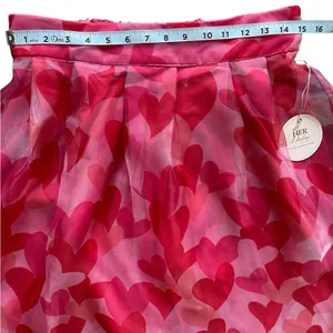 Her Destiny Red & Pink‎ Hearts Sheer Women’s Skirt Size L thumbnail 4