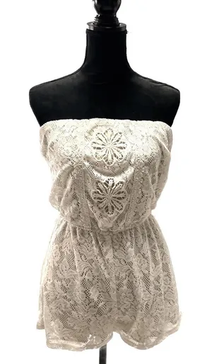 Trixxi White Lace Strapless lace romper Party XS thumbnail 1