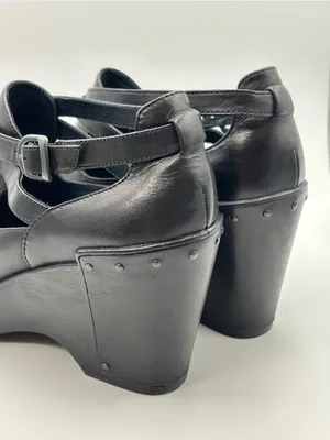 Dansko Black Platform Leather Wedge Mary Jane Slingback Size 40 thumbnail 6