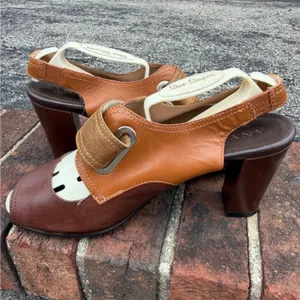Anyi Lu Women's 60s Vintage Style Chunky Leather Peep Toe Slingback Heels EU37.5 thumbnail 11