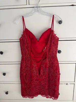 Red Sherri Hill Homecoming Dress Short thumbnail 4