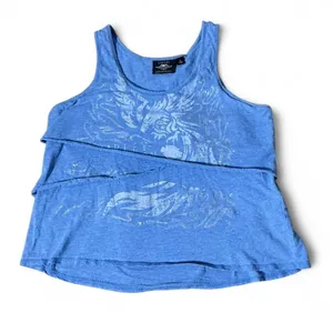 Harley Davidson Womens Blue Graphic Tiered Tank Top XL Eagle Metallic Distressed thumbnail 1