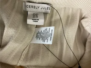 Sincerely Jules Wide-Leg Ribbed Knit‎ Pants in Cream Size Medium thumbnail 4