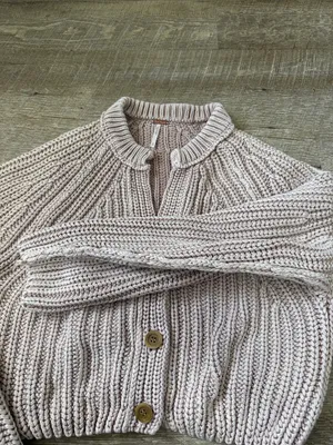 Free People Sweet Nothing Cotton Cardigan in Sandcastle Size Small thumbnail 4
