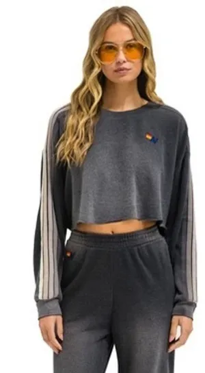 Aviator Nation Classic Stripe Cropped Crew Sweatshirt size small thumbnail 1