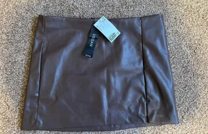 H&M Brown Leather Mini Skirt thumbnail 1