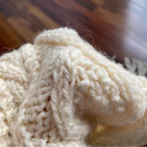 100% Merino Wool Aran Style Cable Knit Fringe Scarf Made in Ireland thumbnail 5