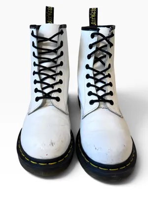 Dr. Martens 1460 Smooth Leather Lace-Up Boots in White thumbnail 3