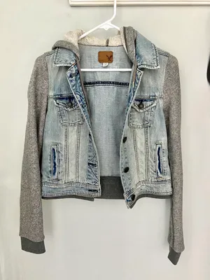 American Eagle Outfitters Jean Jacket Hoodie thumbnail 1