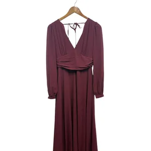Lulus Love You So Burgundy Long Sleeve Maxi Dress size Small NWT thumbnail 6