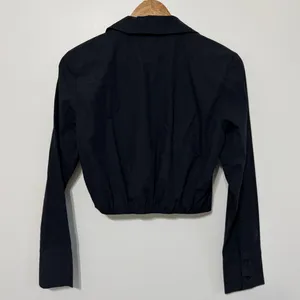 Abercrombie & Fitch Long Sleeve Poplin Wrap Blouse Small Top Cotton V-Neck Black thumbnail 6