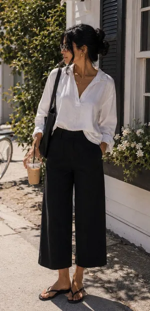 Anthropologie Black Cropped Wide-Leg Pants Size 2 thumbnail 1