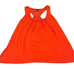 Daisy Fuentes size large beautiful orange lace accent tank top EUC thumbnail 1