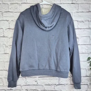 Hollister Sherpa Lined Full Zip Hoodie Slate Blue Boxy Cropped Sweatshirt S Y2K thumbnail 3