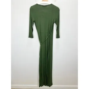 Lulus Garden District Olive Green Wrap Maxi Dress Stretch Jersey Knit Small NWT thumbnail 13