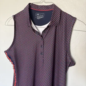 Peter Millar Womens Sleeveless Golf Polo Top L UPF 50 Performance Stretch Large thumbnail 2