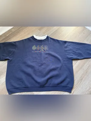 VTG TOP STITCH Grandma Sweater Crewneck Sweatshirt Festive Tree Heart Embroidery thumbnail 2