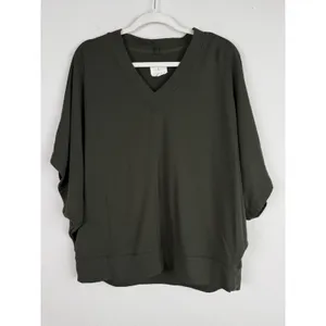 Lou & Grey Signature Soft Wetland Green V-Neck Poncho Sweater Knit Top Women's S thumbnail 7