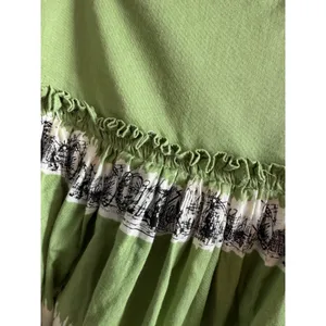 Anthropologie style Green Toile Print Cotton Boho Peasant‎ Skirt Cottagecore thumbnail 13