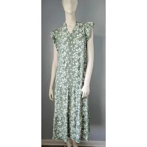 NWT Floral Midi Dress Stretch Pocket Ruffle Sleeve Flowy Boho Cottagecore MEDIUM thumbnail 11
