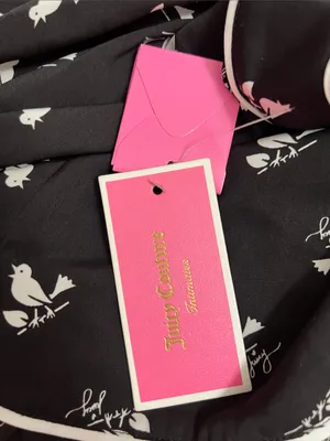 Juicy Couture Bird Print Satin Pajama Set | Cami & Shorts | Size S thumbnail 11