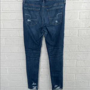 American Eagle Outfitters Blue Skinny Jeans with Distressed Details thumbnail 6