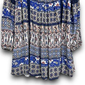 Altard State Boho Mini Dress Tunic Long Sleeve Paisley Print Lightweight Medium thumbnail 5
