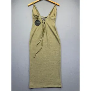 White Fox Boutique Change The Game Midi Dress Sage Green Knit Bodycon Medium NEW thumbnail 10