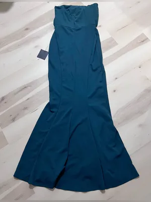 Lulus NWT Women Medium Emerald Green Strapless Pleated Maxi Gown Dress thumbnail 8