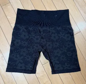 Forever 21 Flower Smily Face Bike Shorts Spandex Size Medium Black Gray thumbnail 1