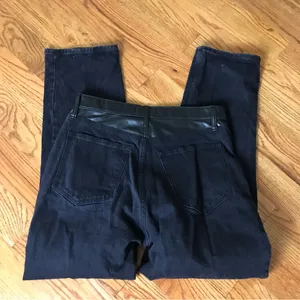 Abercrombie Relaxed Black Jeans with Faux Leather Detail thumbnail 10