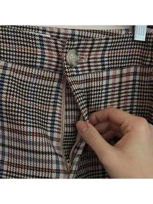 ✅By Anthropologie plaid tartan neutral color career pants trousers light wear thumbnail 3