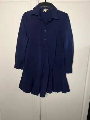 Tuckernuck Callahan Navy Swiss Dot Shirt Dress thumbnail 9