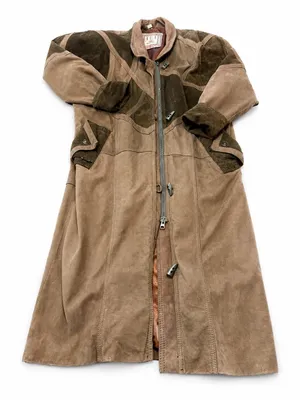Vintage ADA 100% Leather Suede Patchwork Maxi Coat Avant Garde Brown Size S thumbnail 1