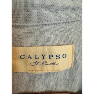 Calypso St. Barth Shirtdress Womens S Blue Linen Blend Macrame Belt‎ Midi Dress thumbnail 5