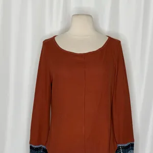 Anthropologie PILCRO Crochet Cuffed Thermal Top Cedar Pullover Stripes Small thumbnail 3