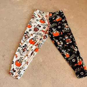 Disney Halloween Mickey Pajama Pants - Black, White, Orange thumbnail 2
