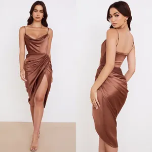 House of CB Satin Reva Sleeveless Toffee Balcony Corset Midi Dress XS thumbnail 8