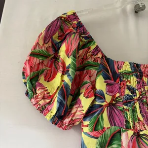Farm Rio for Anthropologie Tropical Floral Smocked Linen Midi Dress XS thumbnail 6