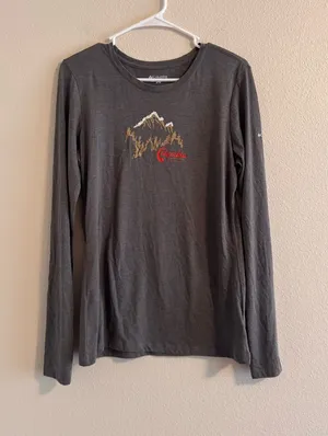 Columbia Gray Long Sleeve Mountain Logo Tee with Gold Accent thumbnail 1