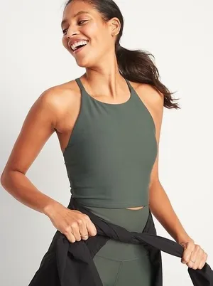 Old Navy XL X Large‎ Light Support PowerSoft Longline Sports Bra Green Stretch thumbnail 1