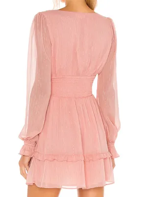 Lovers + Friends Arline Pink Metallic Mini Dress‎ Sz S thumbnail 3