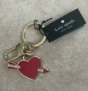 Kate Spade Love Shack Heart & Crystal Arrow Lock Bag Charm Keychain thumbnail 1