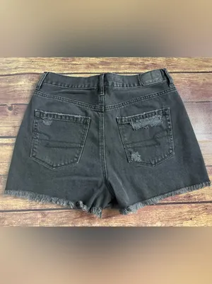 American Eagle Outfitters Black Distressed High-Rise Jean Shorts Size 2 thumbnail 2
