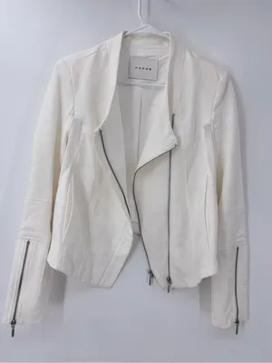 (E)   Blank NYC cream Asymmetrical Zip Moto Jacket thumbnail 3