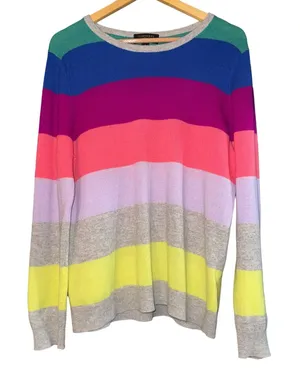 Charter‎ Club Cashmere Rainbow Sweater Women's Large Lightweight Soft Beach Cozy thumbnail 1