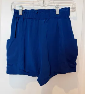 Aritzia Womens Silk High Rise Shorts Size XS Blue Nautical Resort Vacation thumbnail 1