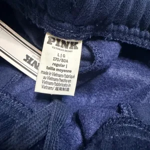 PINK Victoria's Secret Navy Blue Heart Dog Graphic Jogger Sweatpants Large thumbnail 5