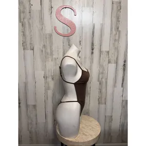 Brown Spaghetti Strap Bodysuit | Sleek Minimal One Piece Size Small thumbnail 3